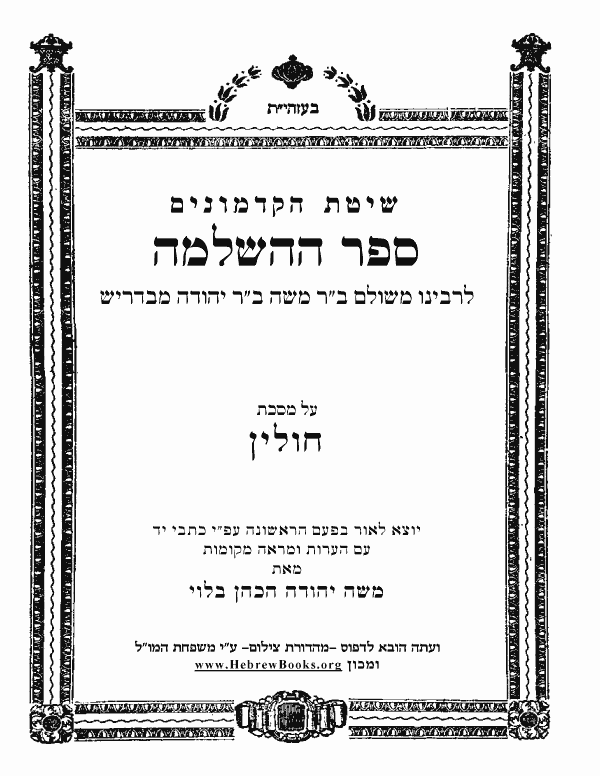 ספר ההשלמה - חולין